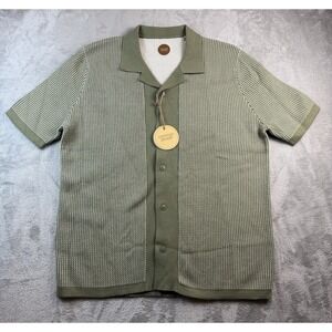 Common People Shirt Mens Knit Size Large Slate Green Camp ButtonUp New w/Tags